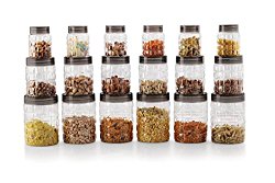 Cello Checkers Plastic PET Canister Set, 18 Pieces, Clear
