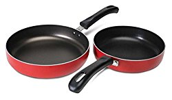 Nirlep Mini Fry Pan, Set Of 2, 500 ml & 700 ml, Red, Aluminium