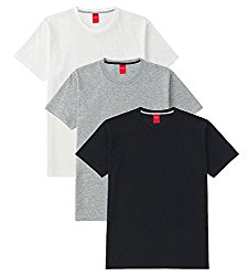 Scott International Men's Basic Cotton Round Neck Half Sleeve Solid T-shirts (Black,White,Grey)