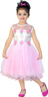 Asr Creation Girl's Midi/Knee Length Party Dress (Pink, Sleeveless)