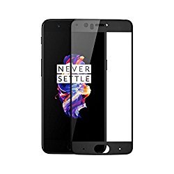 OnePlus 5 Tempered Glass, Premium Edge to Edge Full Front Body Glass Screen Protector - Black 