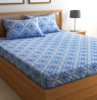 Flipkart SmartBuy Cotton Geometric Double Bedsheet (1 Double Bedsheet and 2 Pillow Covers, Blue)