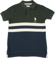 US Polo Kids Boys Striped Cotton T Shirt (Multicolor, Pack of 1) @ Rs.749