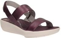 Clarks Women Purple Leather Flats