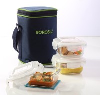 Borosil Set of 3 Klip N Store Microwavable Containers with Lunch Bag 3 Containers Lunch Box (320 ml)